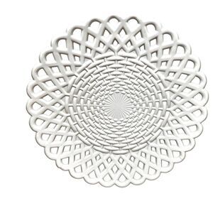 SOWERBY WHITE MILK GLASS BASKETWEAVE 8 1/2" PLATE CIRCA 1876